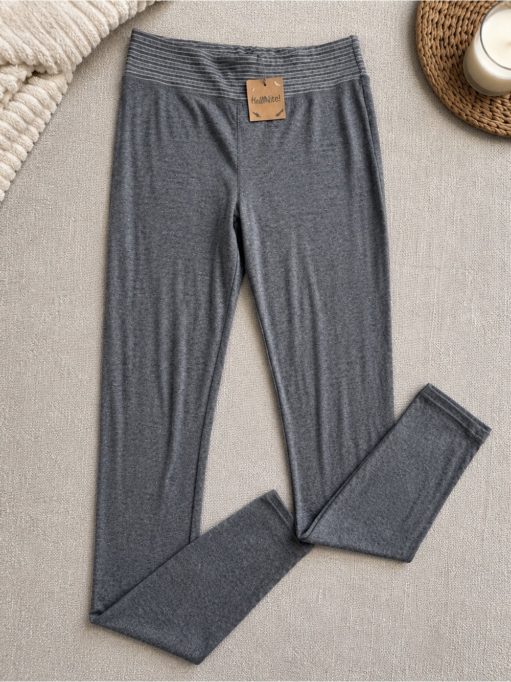 Hello Nite Brushed Leggings Dark Charcoal Gray Size Small NWT Cozy Lounge